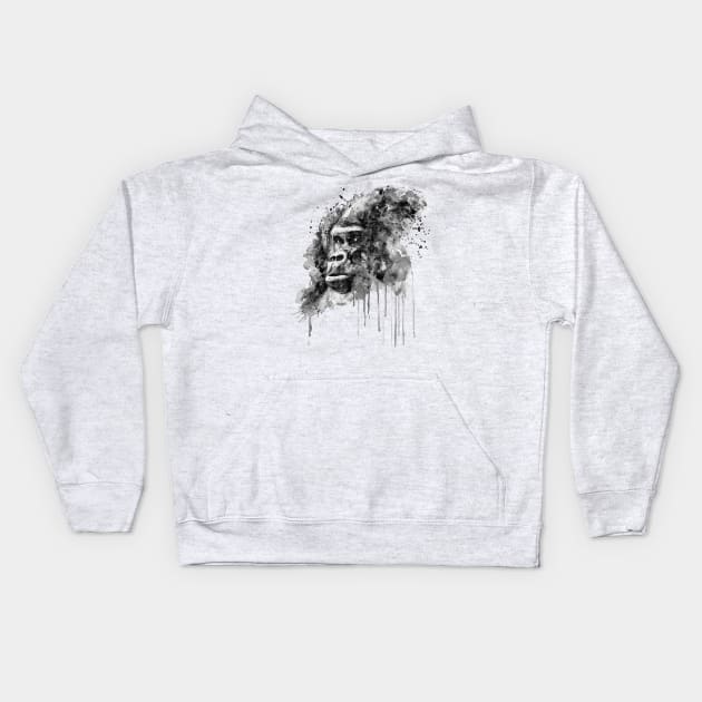 Powerful Gorilla Black and White Kids Hoodie by Marian Voicu